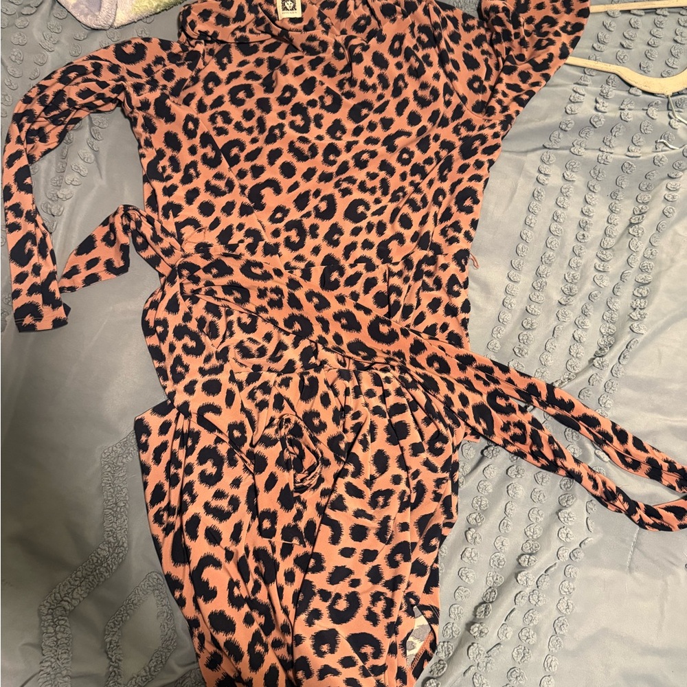 Anne Klein Leopard Print Maxi Dress - Black and Orange